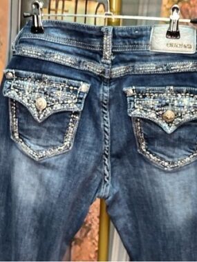 Grace in LA Women's Boot Cut Jeans with Embellished Pockets